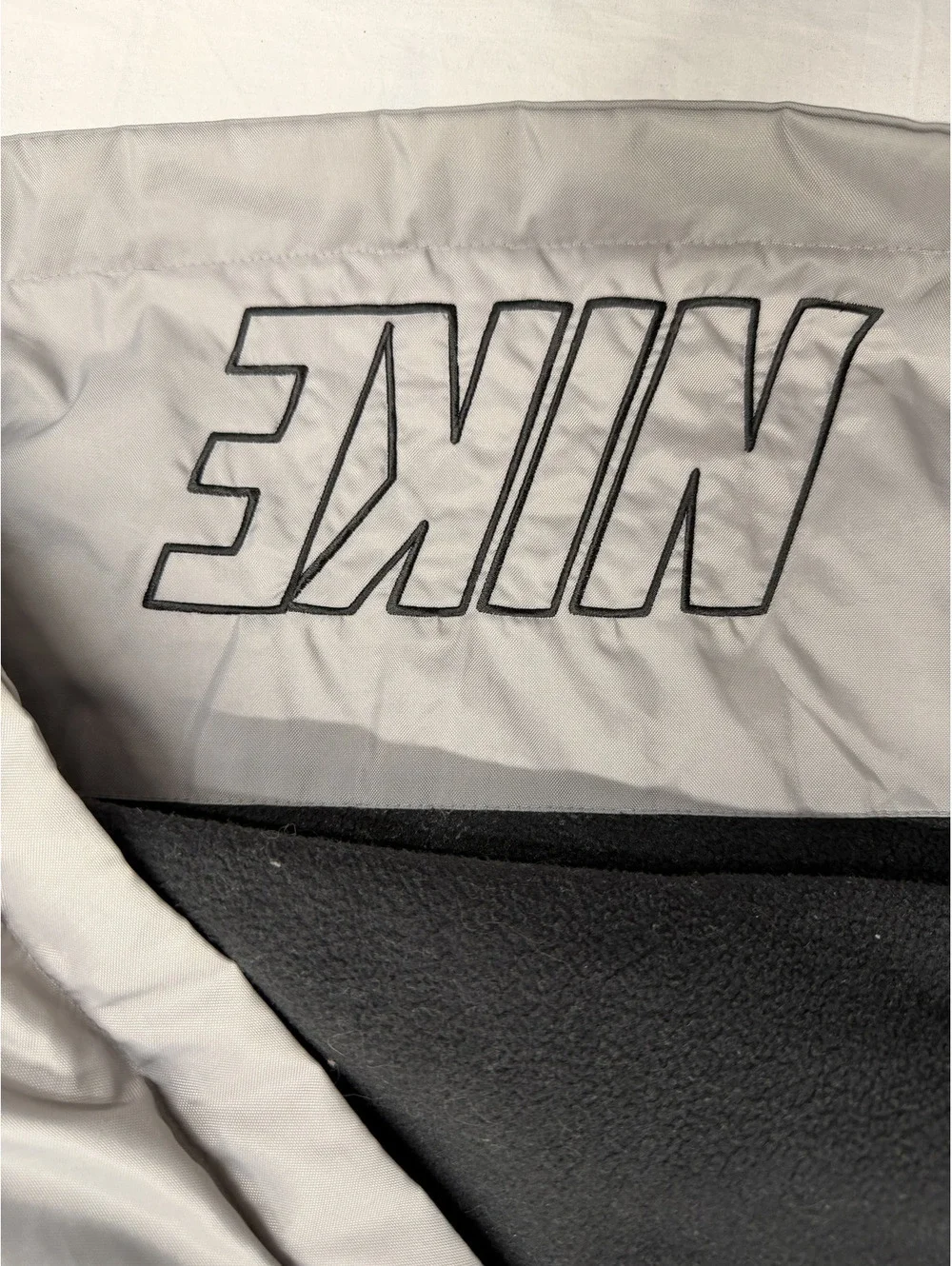 Nike Gray Hooded Windbreaker Jacket with Black Stripe